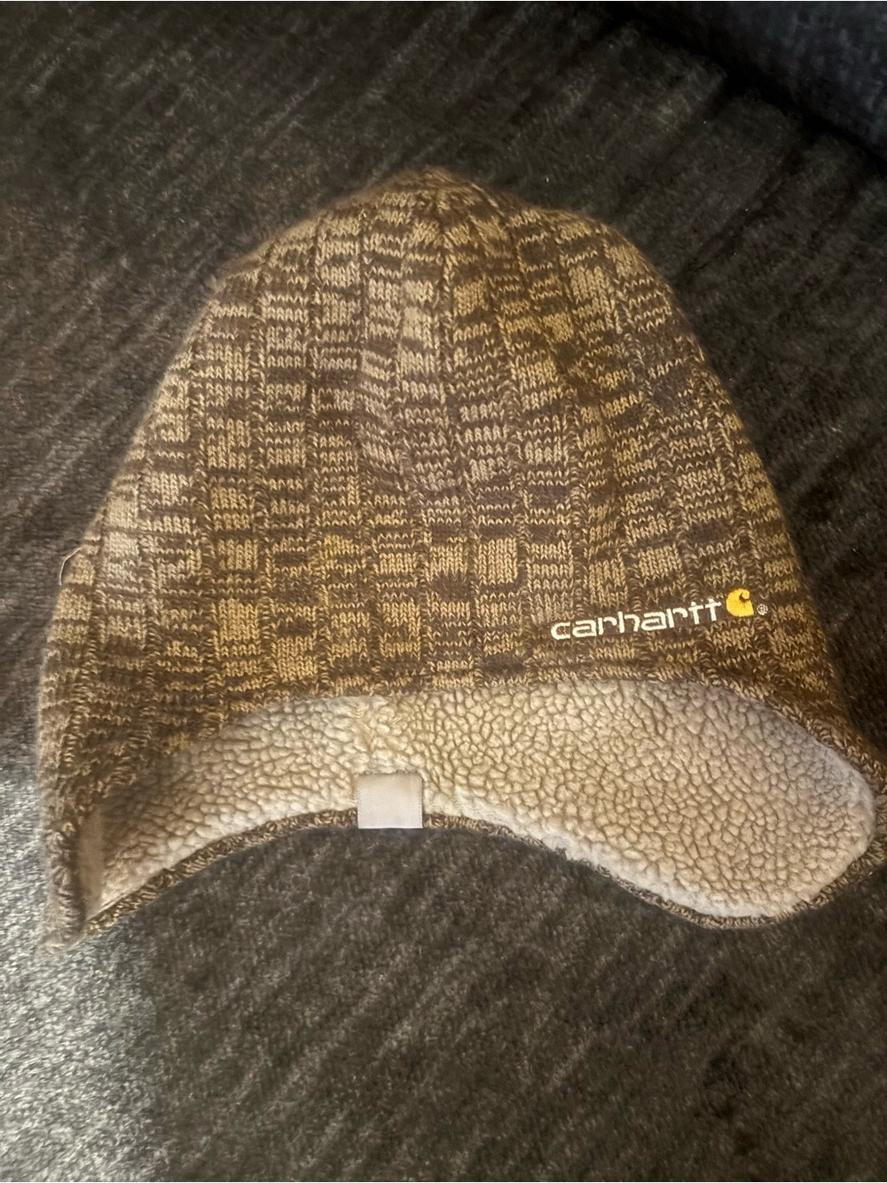 Carhartt Brown Two-Tone Knit Fleece-Lined Beanie